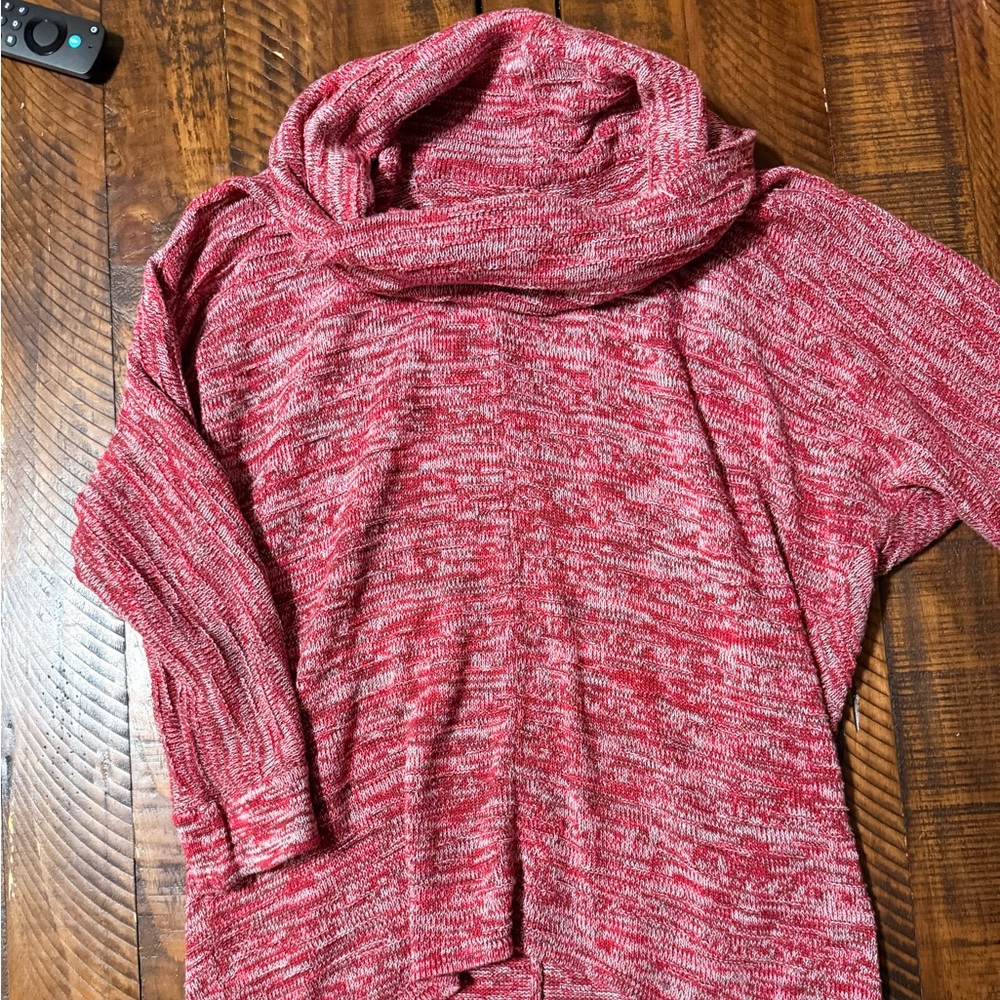 New Directions Marled Red Cowl Neck Sweater